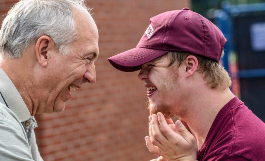 two man laughing at each other