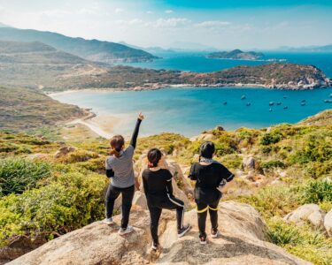 three women on mountain