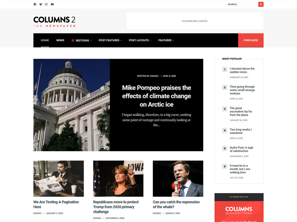 columns newspaper screenshot