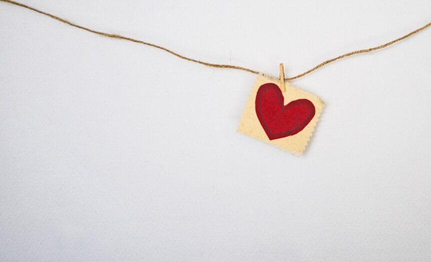 heart-shaped red and beige pendant