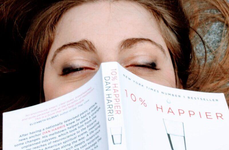 woman reading book