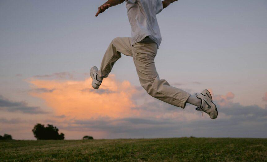 a man jumping in the air